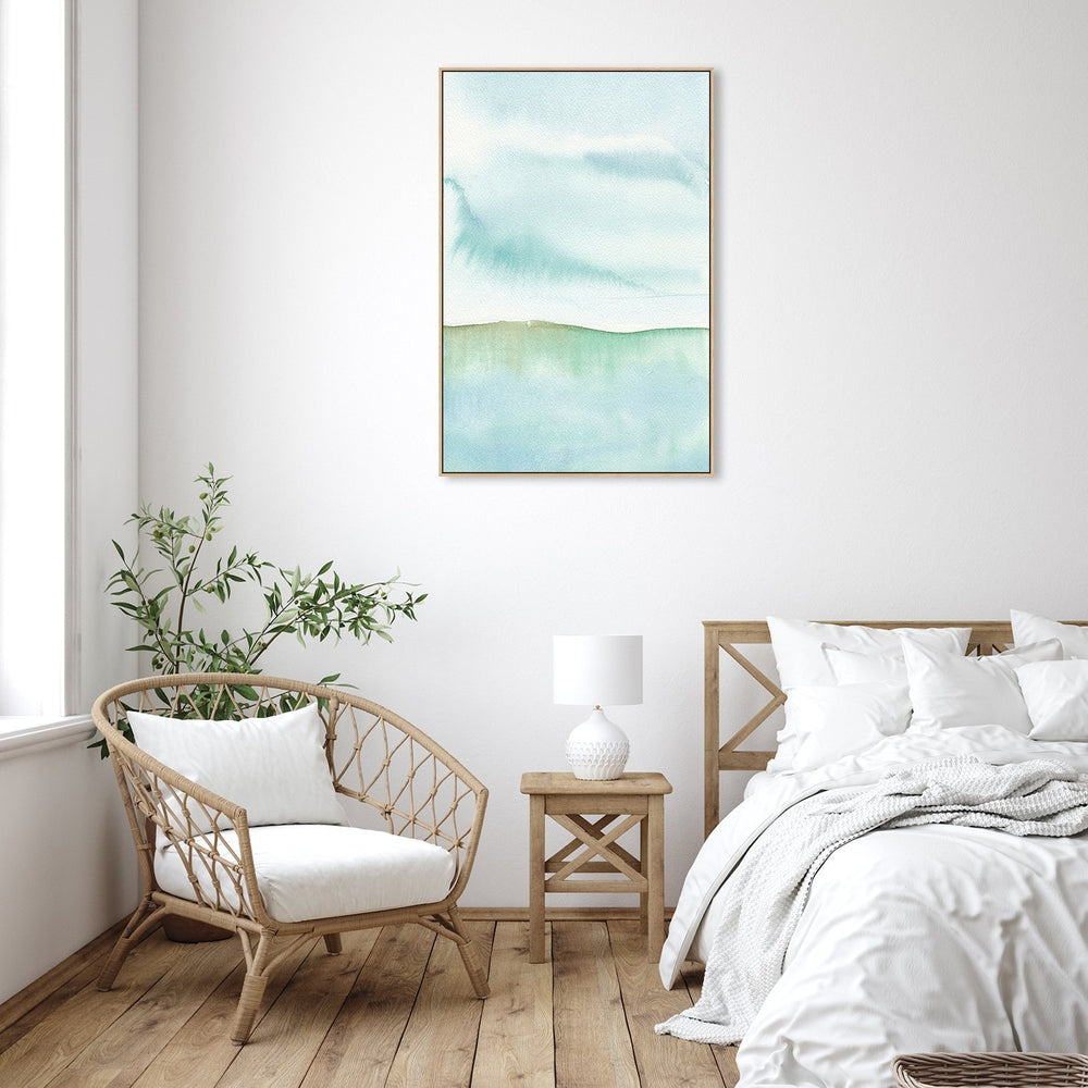 wall-art-print-canvas-poster-framed-Abstract Watercolour, Green And Blue, Style A-by-Emily Wood-Gioia Wall Art