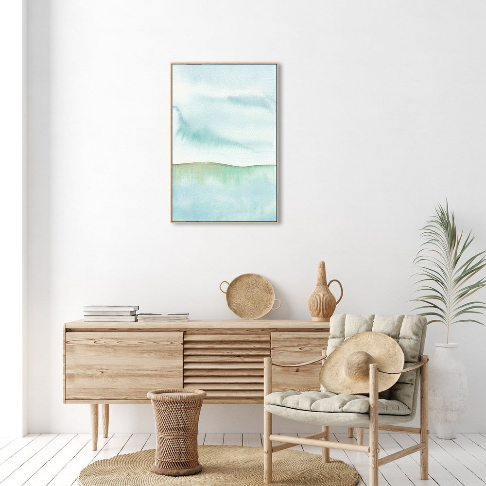wall-art-print-canvas-poster-framed-Abstract Watercolour, Green And Blue, Style A-by-Emily Wood-Gioia Wall Art