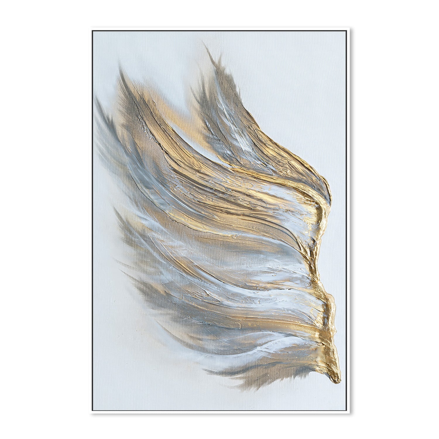 wall-art-print-canvas-poster-framed-Abstract Wing in Gold and White-5