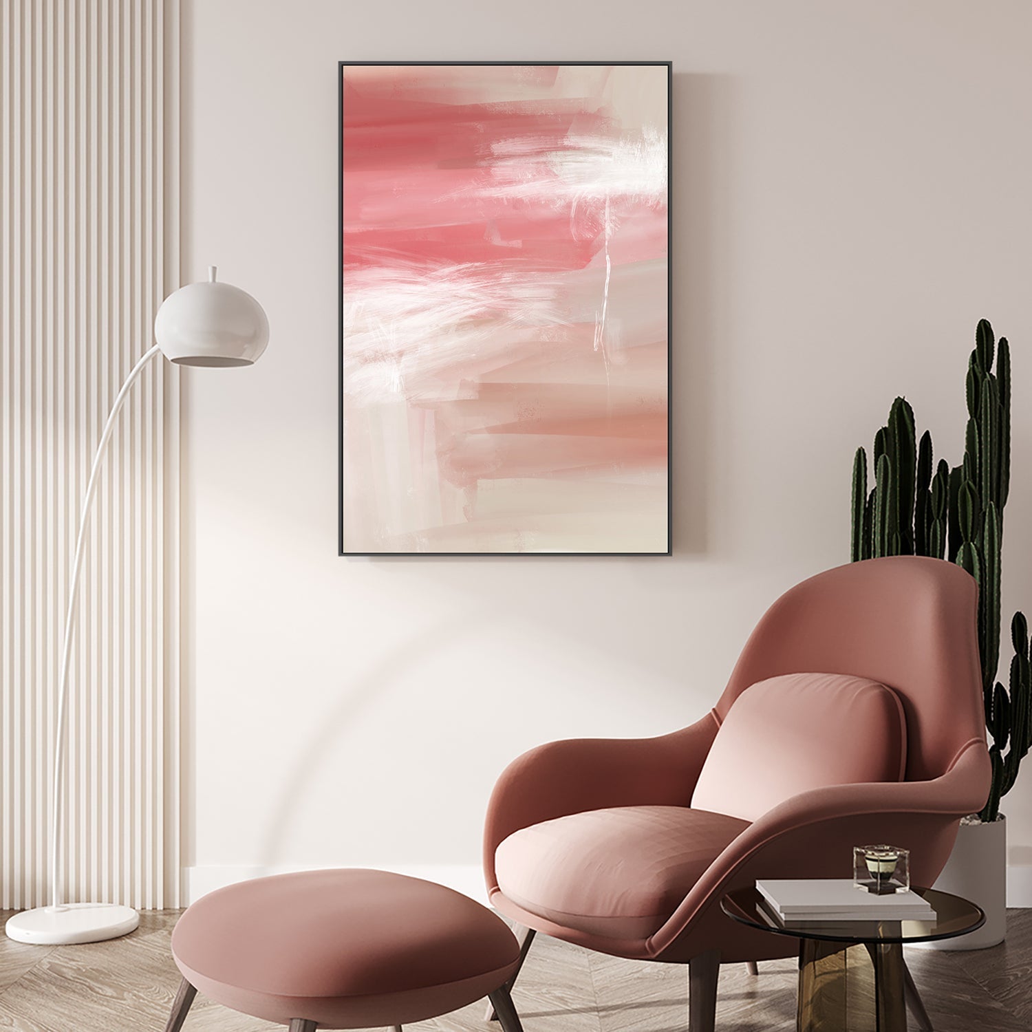 wall-art-print-canvas-poster-framed-All The Time - Pink Abstract-7