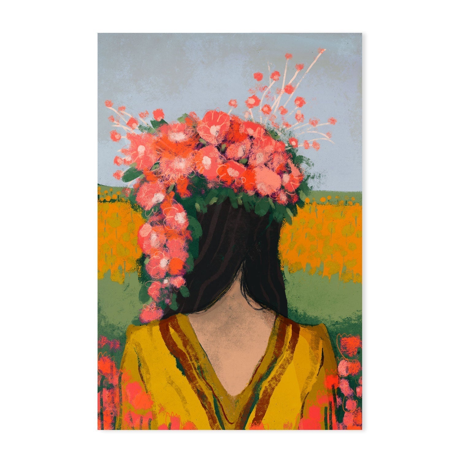 wall-art-print-canvas-poster-framed-Ancient Floral Goddess , By Treechild-GIOIA-WALL-ART