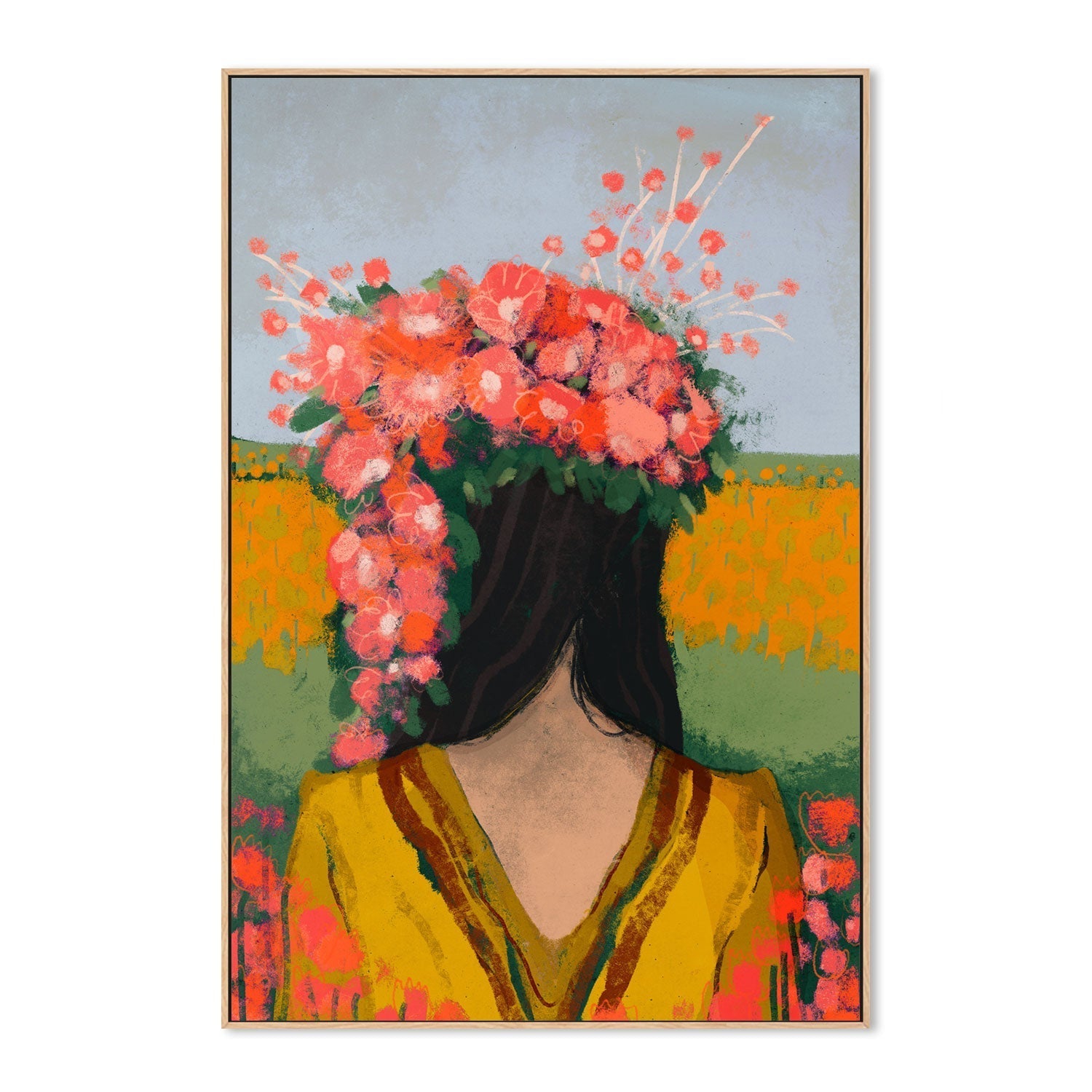 wall-art-print-canvas-poster-framed-Ancient Floral Goddess , By Treechild-GIOIA-WALL-ART