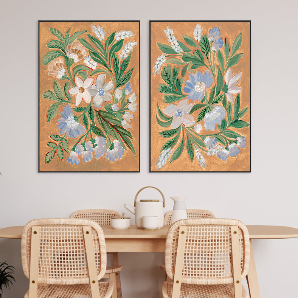 wall-art-print-canvas-poster-framed-Antique Blossoms, Style A & B, Set Of 2 , By Nikita Jariwala-GIOIA-WALL-ART