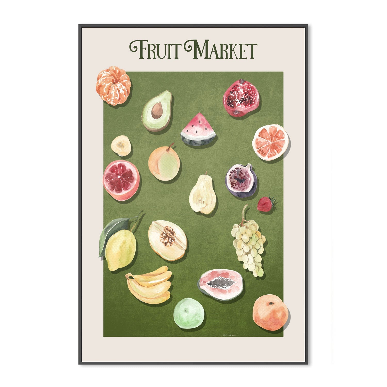 wall-art-print-canvas-poster-framed-Assorted Fruits At The Market , By Emel Tunaboylu-GIOIA-WALL-ART