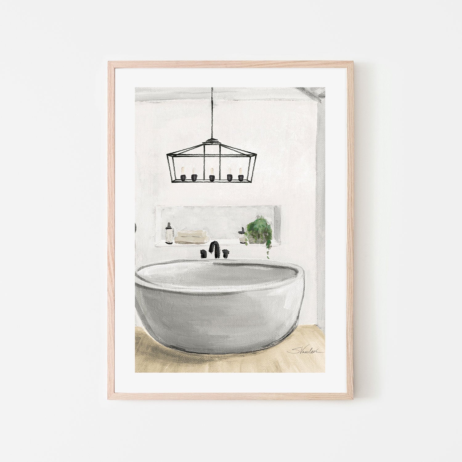 wall-art-print-canvas-poster-framed-Attic Bathroom, Style B-by-Silvia Vassileva-Gioia Wall Art