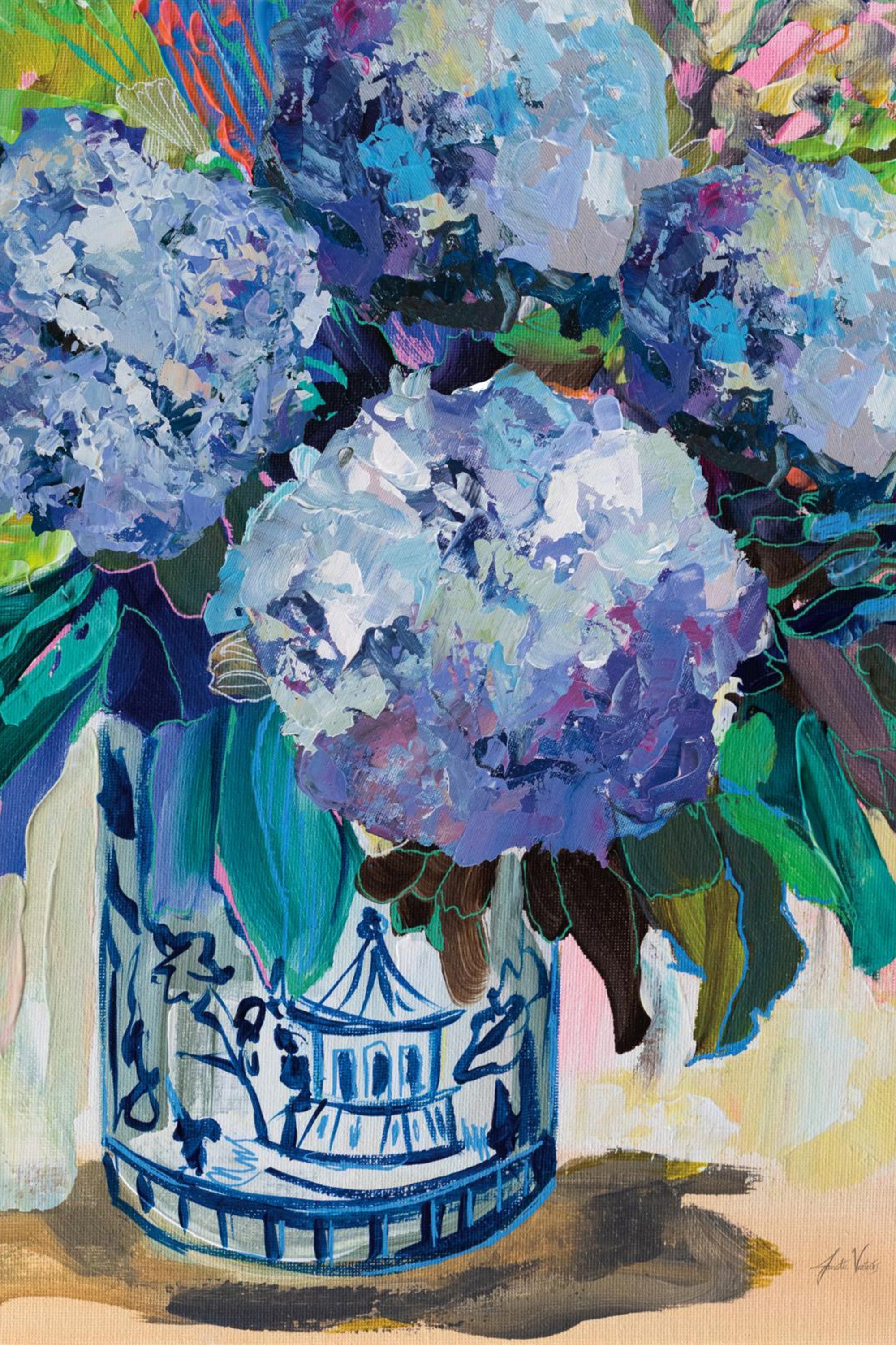 wall-art-print-canvas-poster-framed-August Bloom Blue Hydrangea-1