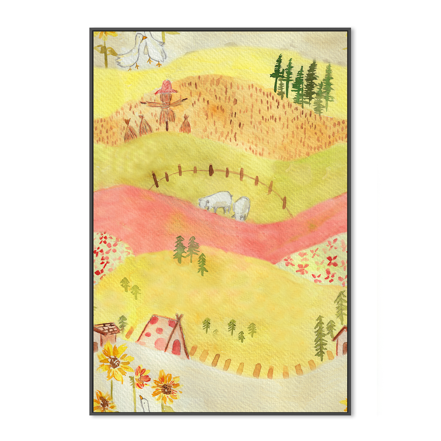 wall-art-print-canvas-poster-framed-Autumn Cottage-3