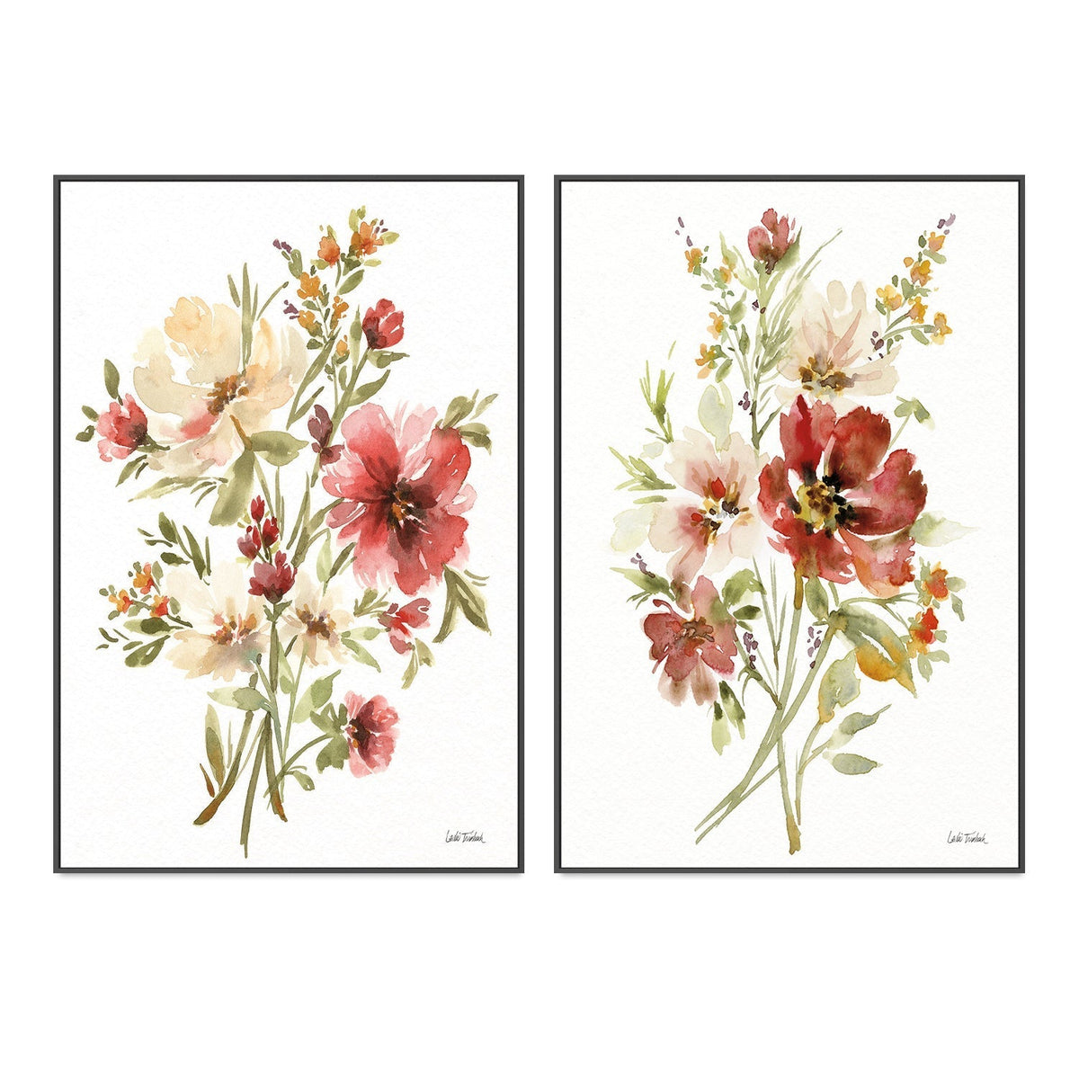 wall-art-print-canvas-poster-framed-Autumn Flowers, Style A & B, Set Of 2 , By Leslie Trimbach-GIOIA-WALL-ART