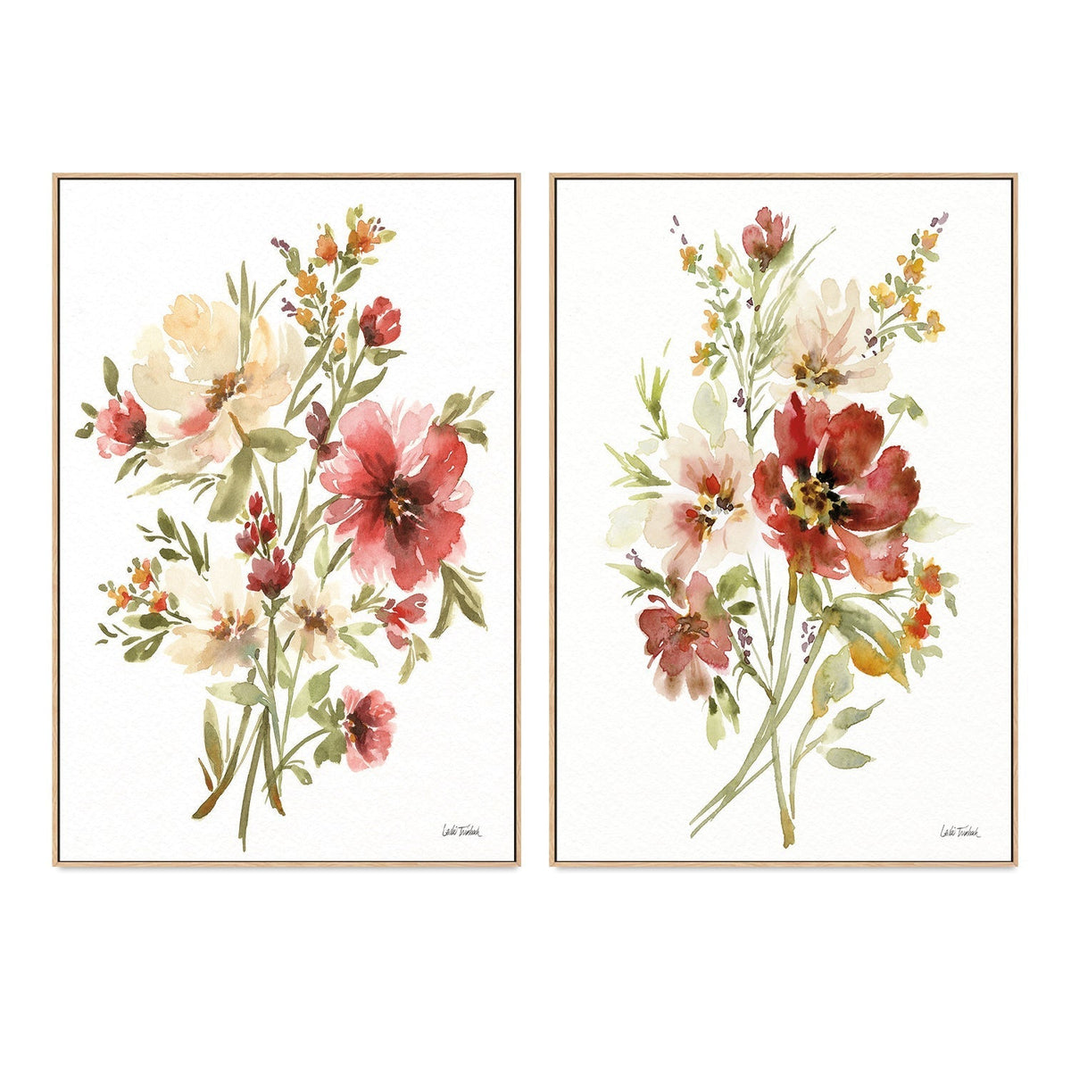 wall-art-print-canvas-poster-framed-Autumn Flowers, Style A & B, Set Of 2 , By Leslie Trimbach-GIOIA-WALL-ART