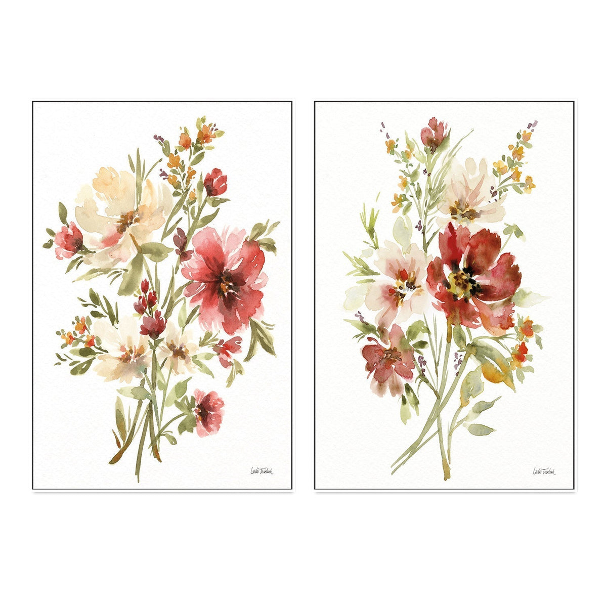 wall-art-print-canvas-poster-framed-Autumn Flowers, Style A & B, Set Of 2 , By Leslie Trimbach-GIOIA-WALL-ART