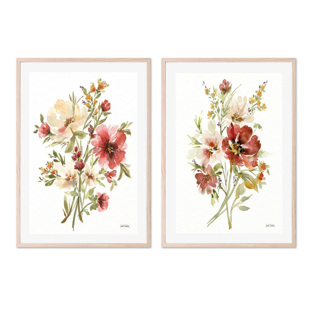 wall-art-print-canvas-poster-framed-Autumn Flowers, Style A & B, Set Of 2 , By Leslie Trimbach-GIOIA-WALL-ART