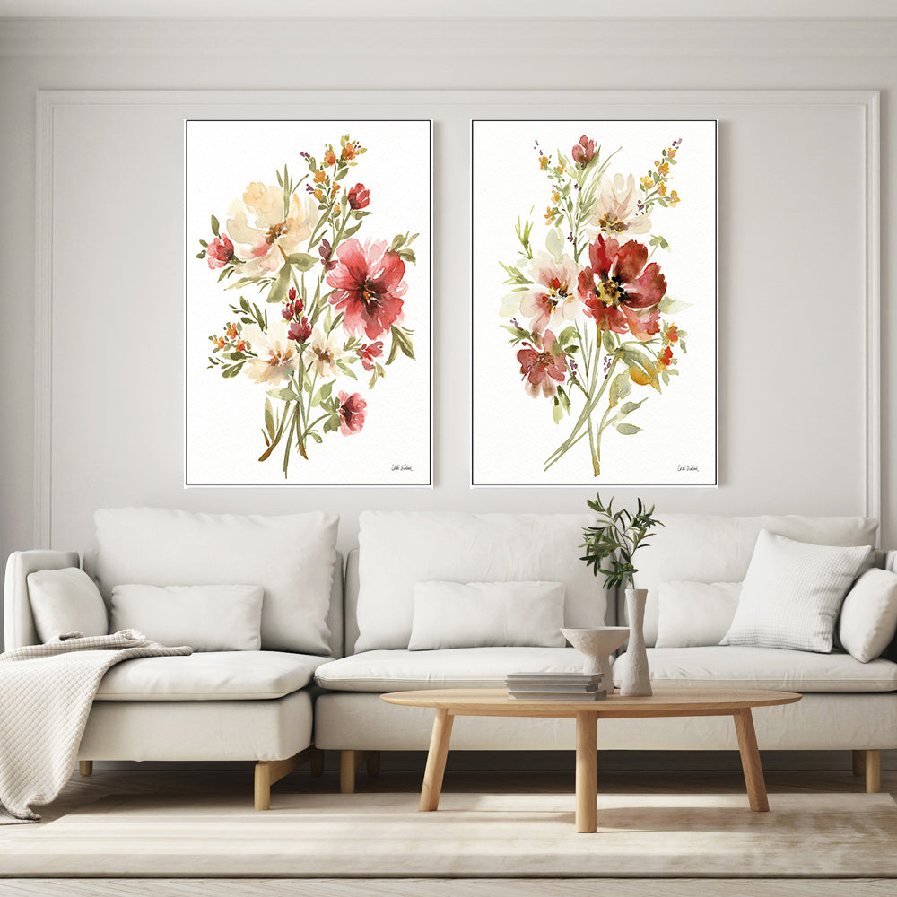 wall-art-print-canvas-poster-framed-Autumn Flowers, Style A & B, Set Of 2 , By Leslie Trimbach-GIOIA-WALL-ART