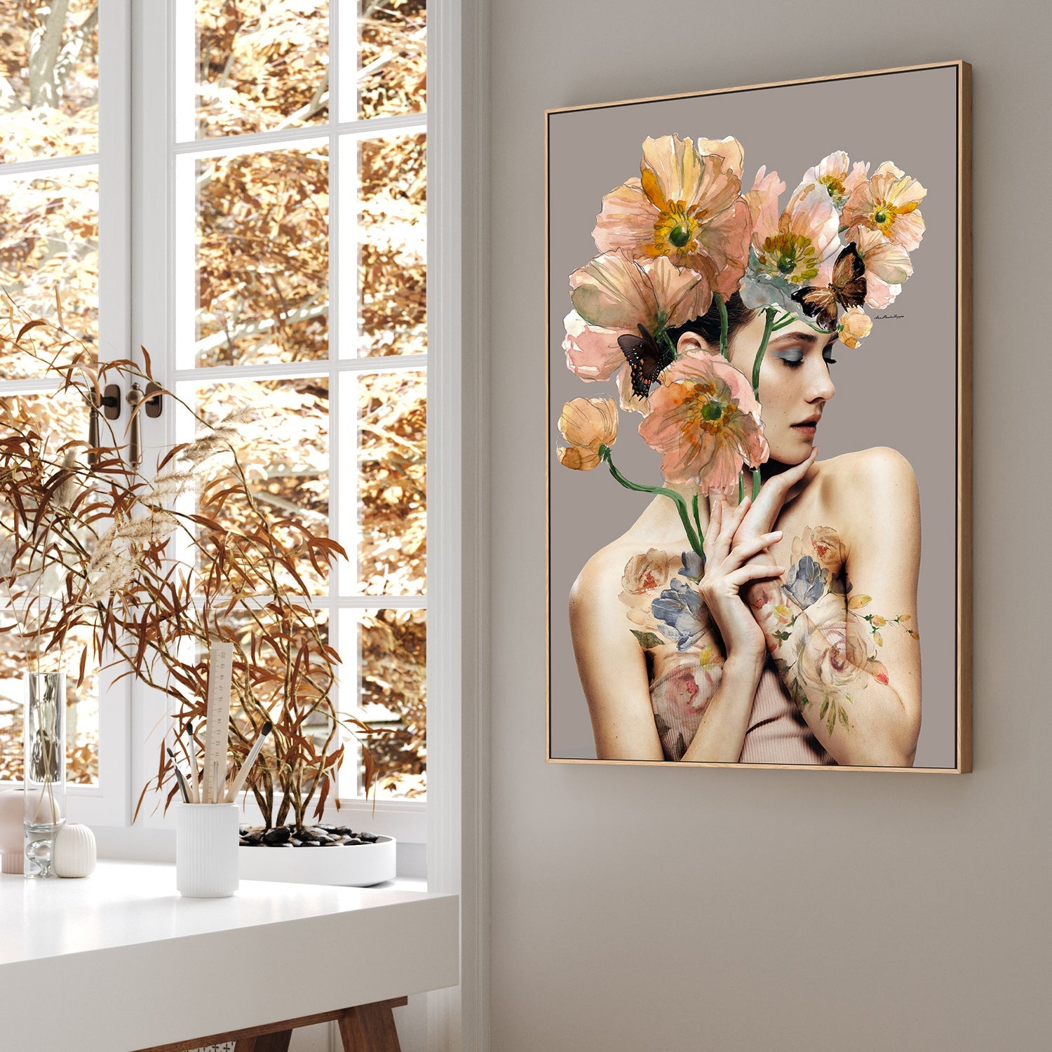 wall-art-print-canvas-poster-framed-autumn leaves nude-2