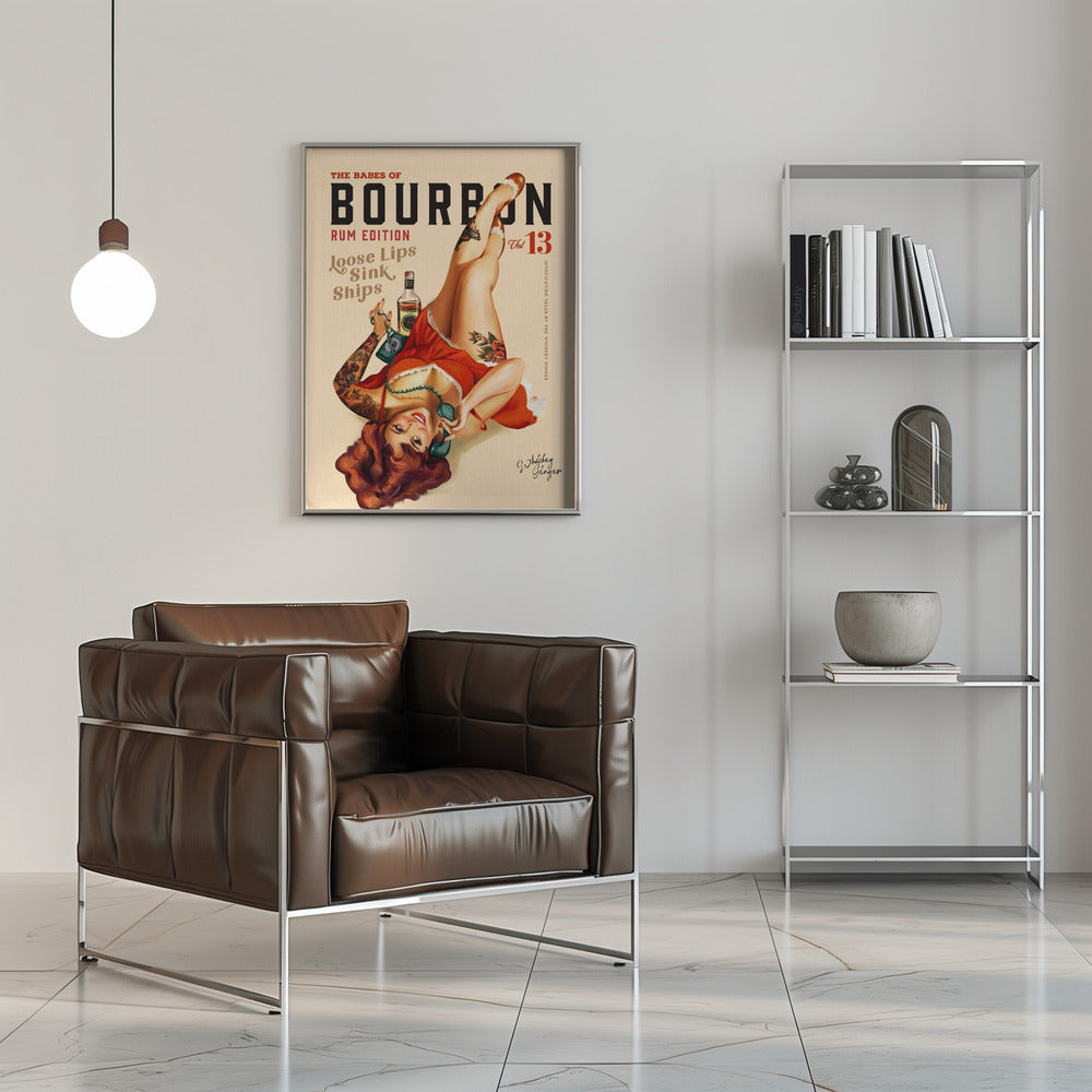 wall-art-print-canvas-poster-framed-Babes of Bourbon Vol 13 Rum Drinking Pinup Girl Art , By Brett Gramse-5