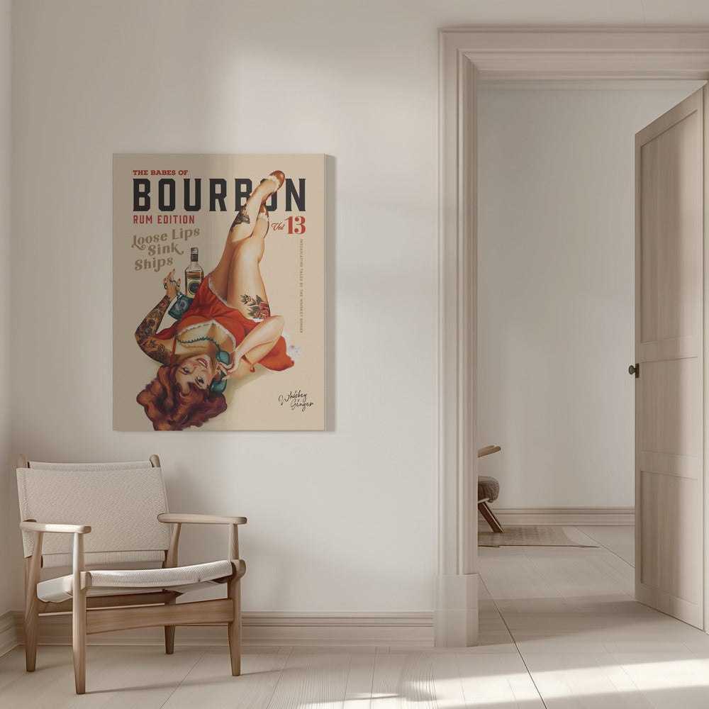 wall-art-print-canvas-poster-framed-Babes of Bourbon Vol 13 Rum Drinking Pinup Girl Art , By Brett Gramse-6
