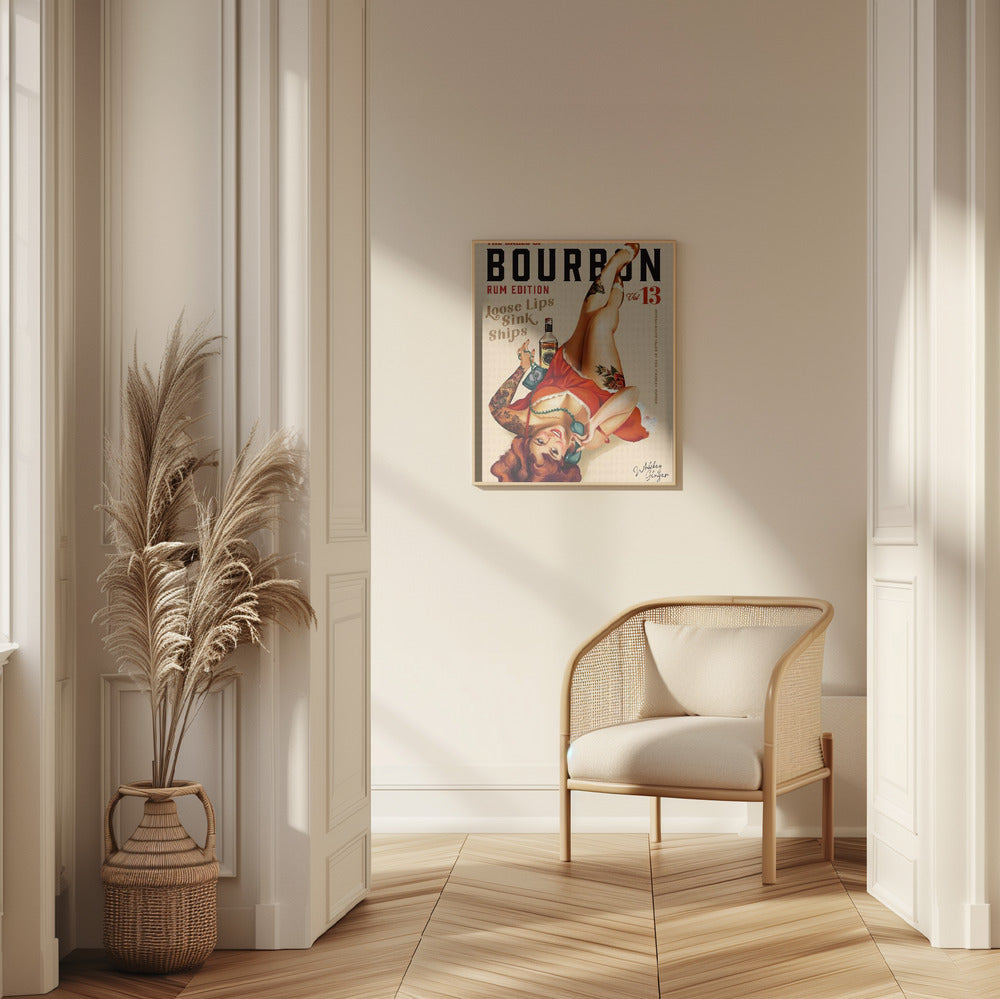 wall-art-print-canvas-poster-framed-Babes of Bourbon Vol 13 Rum Drinking Pinup Girl Art , By Brett Gramse-7