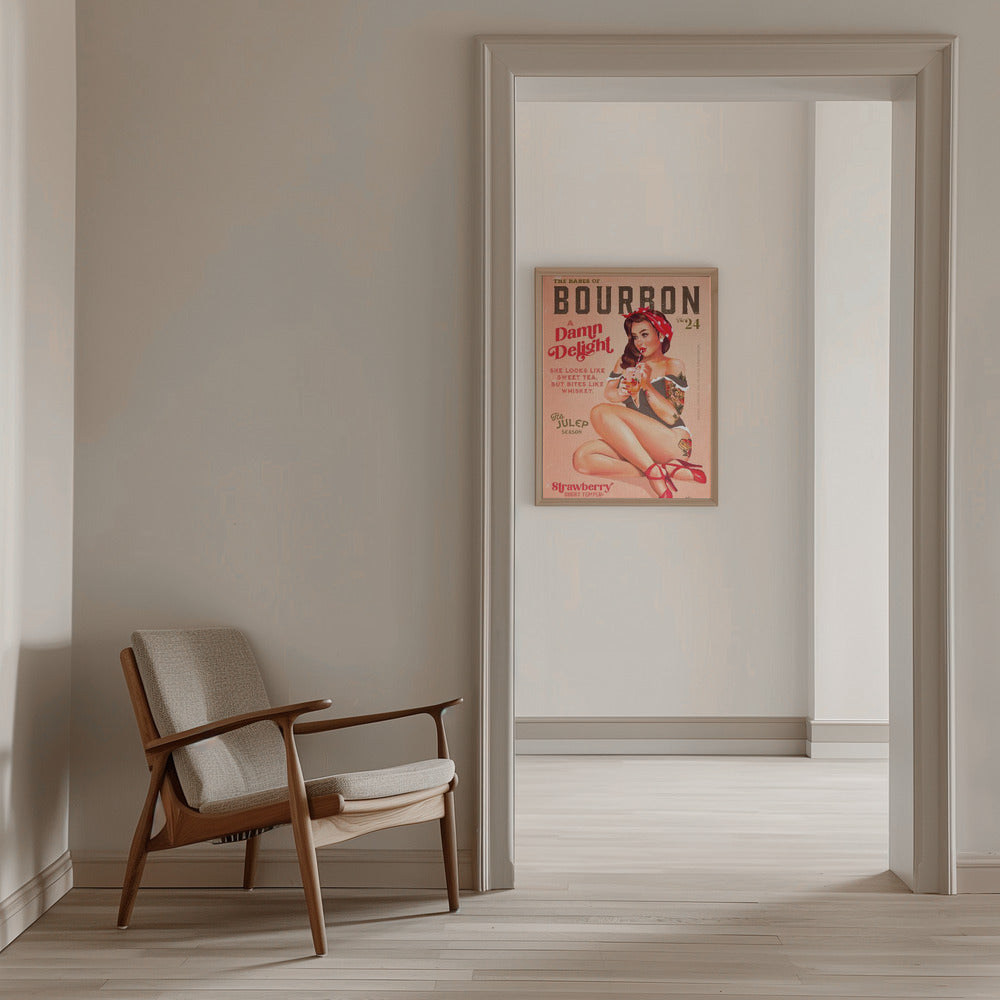 wall-art-print-canvas-poster-framed-Babes of Bourbon Vol 22 Vintage Pinup Girl Drinking A Cocktail , By Brett Gramse-10