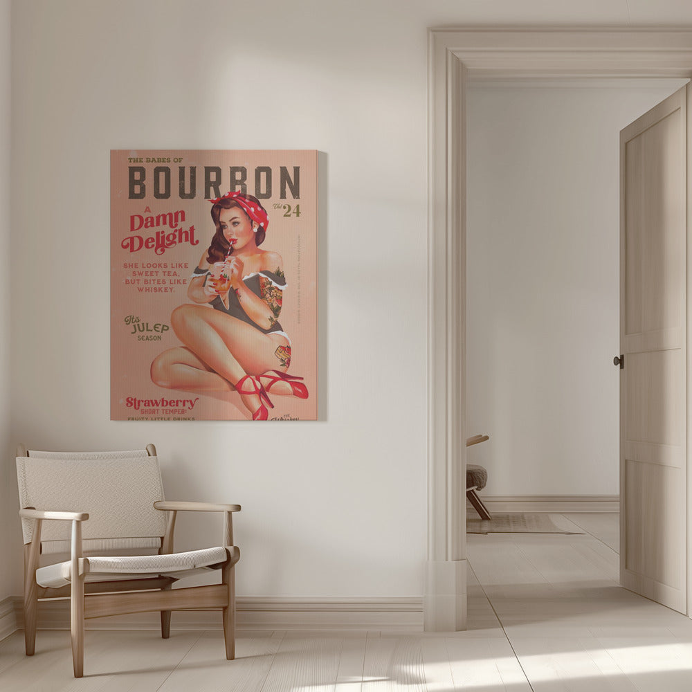 wall-art-print-canvas-poster-framed-Babes of Bourbon Vol 22 Vintage Pinup Girl Drinking A Cocktail , By Brett Gramse-6