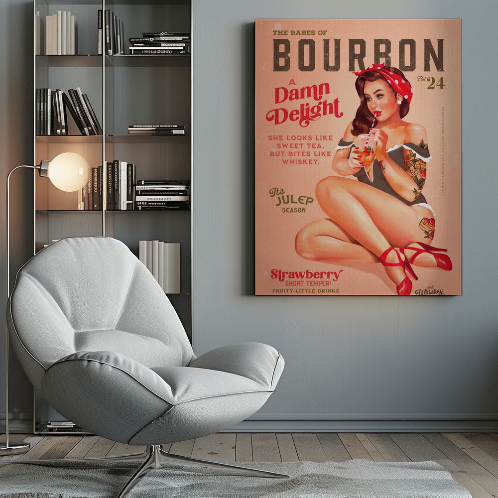 wall-art-print-canvas-poster-framed-Babes of Bourbon Vol 22 Vintage Pinup Girl Drinking A Cocktail , By Brett Gramse-9