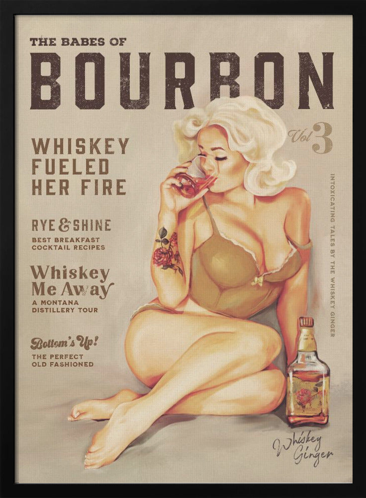 wall-art-print-canvas-poster-framed-Babes of Bourbon Vol 3 Sexy Vintage Pin Up Girl Drinking Whiskey , By Brett Gramse-2