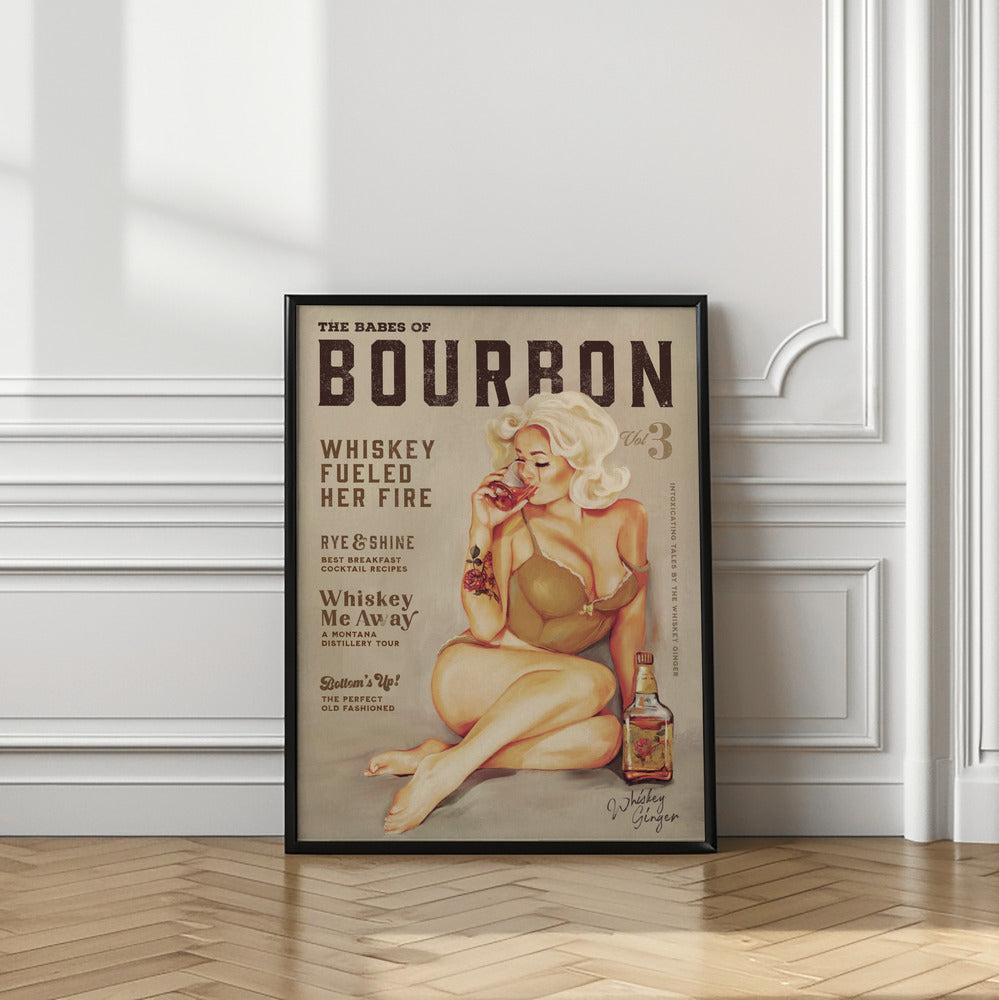 wall-art-print-canvas-poster-framed-Babes of Bourbon Vol 3 Sexy Vintage Pin Up Girl Drinking Whiskey , By Brett Gramse-8