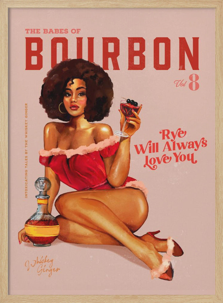 wall-art-print-canvas-poster-framed-Babes of Bourbon Vol 8 Vintage Pinup Girl With Afro , By Brett Gramse-1