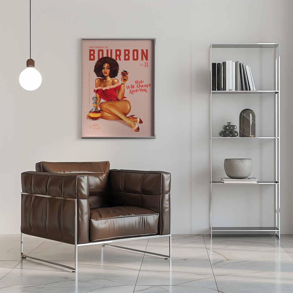 wall-art-print-canvas-poster-framed-Babes of Bourbon Vol 8 Vintage Pinup Girl With Afro , By Brett Gramse-5