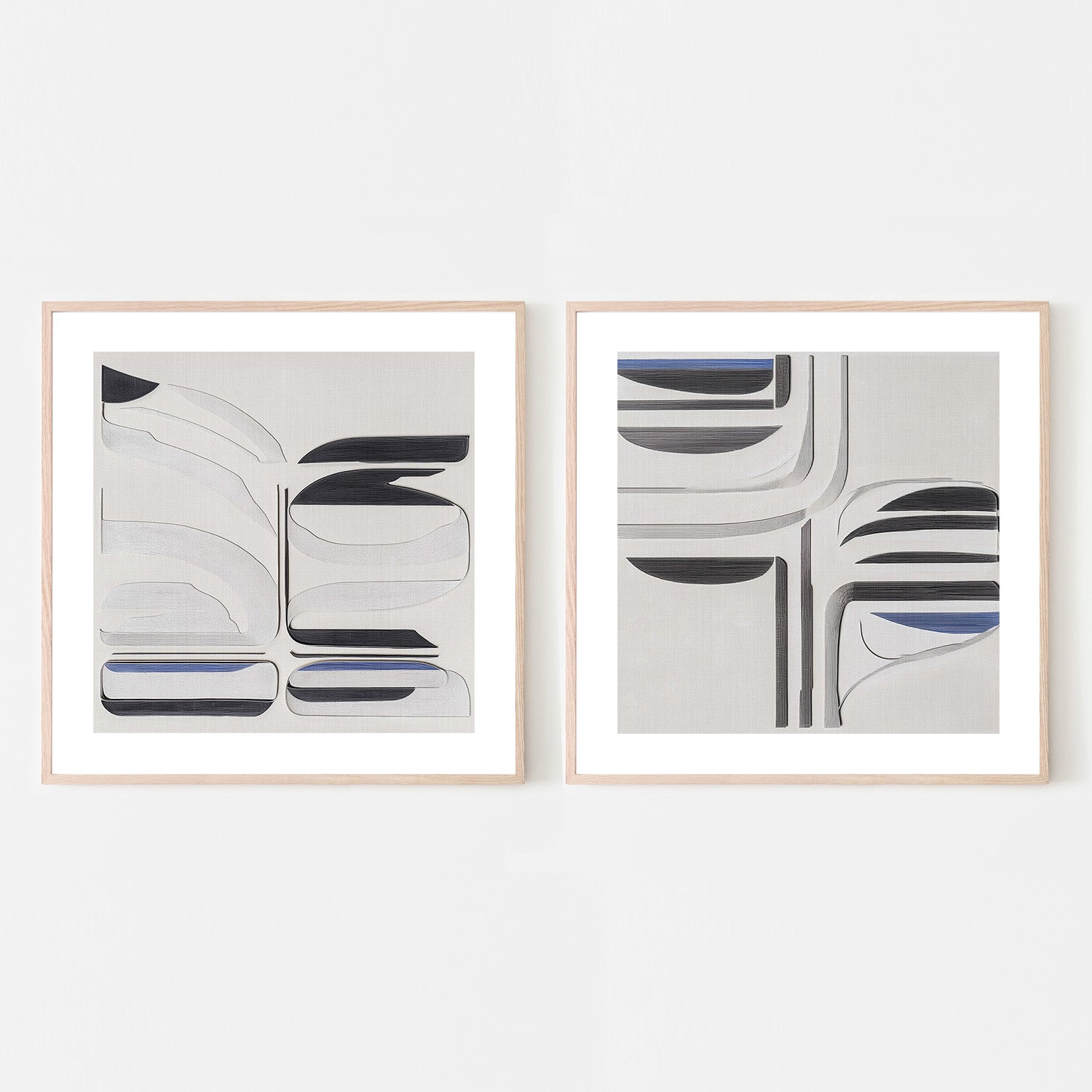wall-art-print-canvas-poster-framed-Balance Blue, Style A & B, Set Of 2 , By Alma-6
