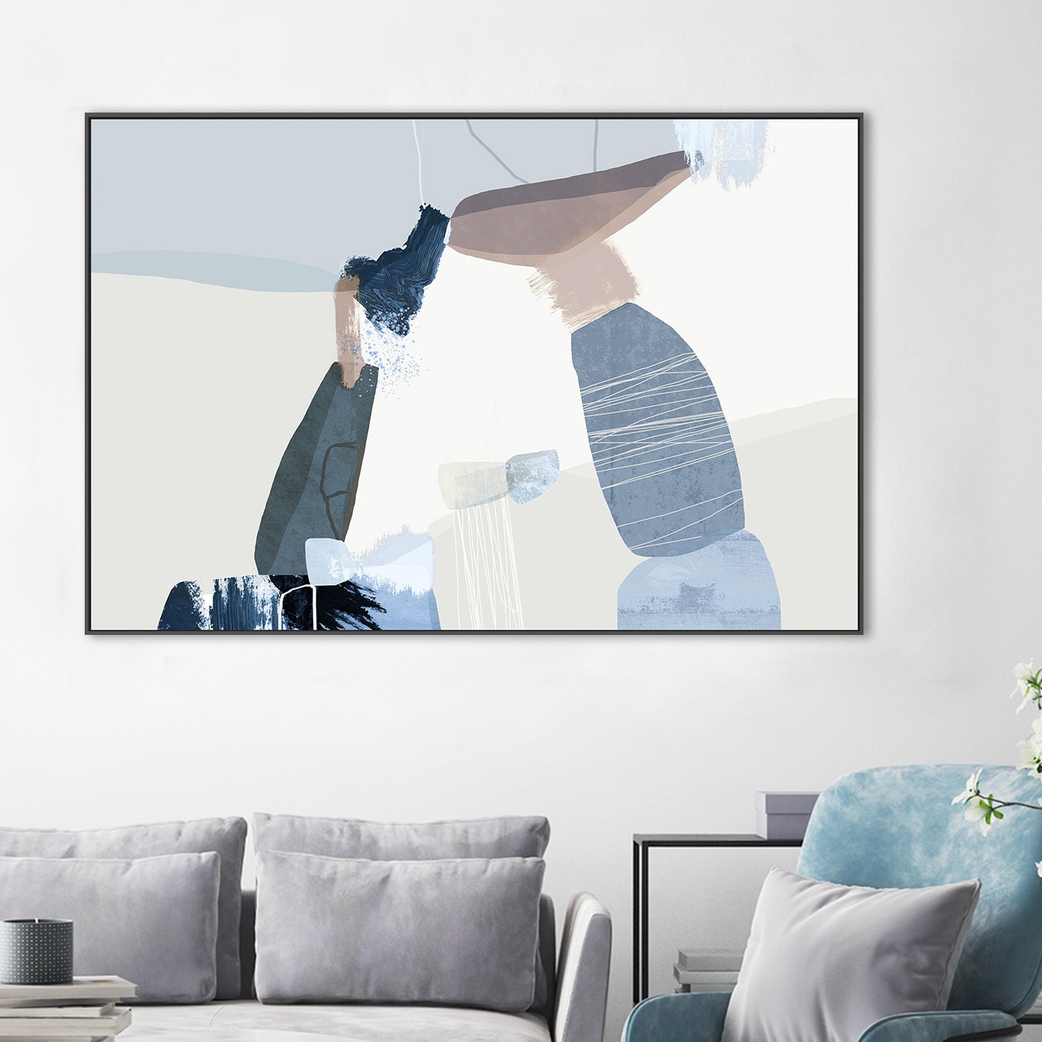 wall-art-print-canvas-poster-framed-Balancing Forms, Blue-2