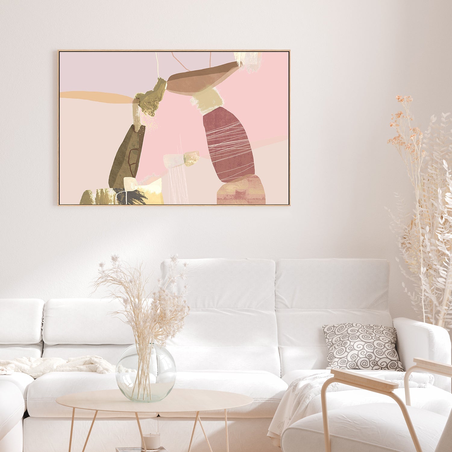 wall-art-print-canvas-poster-framed-Balancing Forms , Pastel Purple and Pink-2