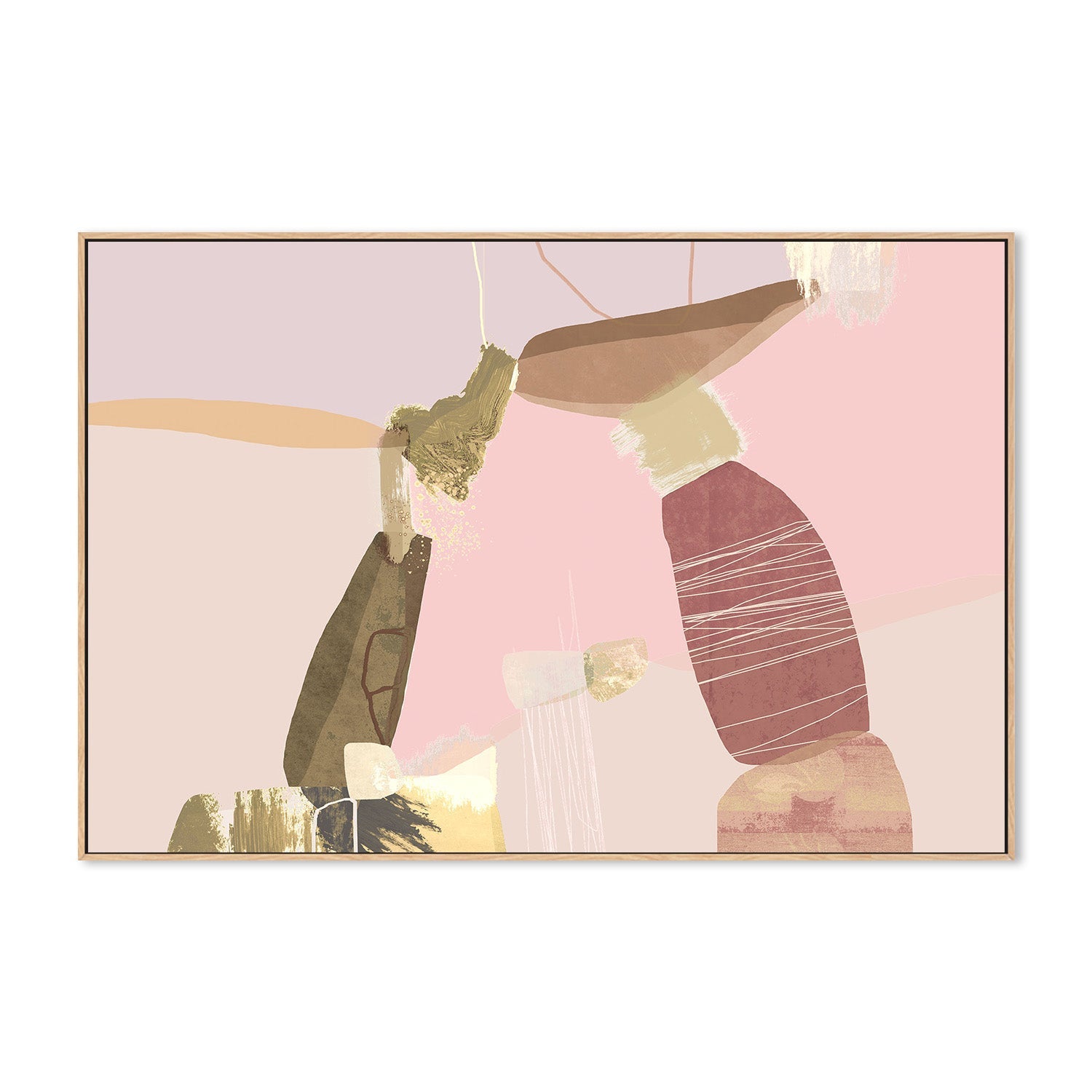 wall-art-print-canvas-poster-framed-Balancing Forms , Pastel Purple and Pink-4