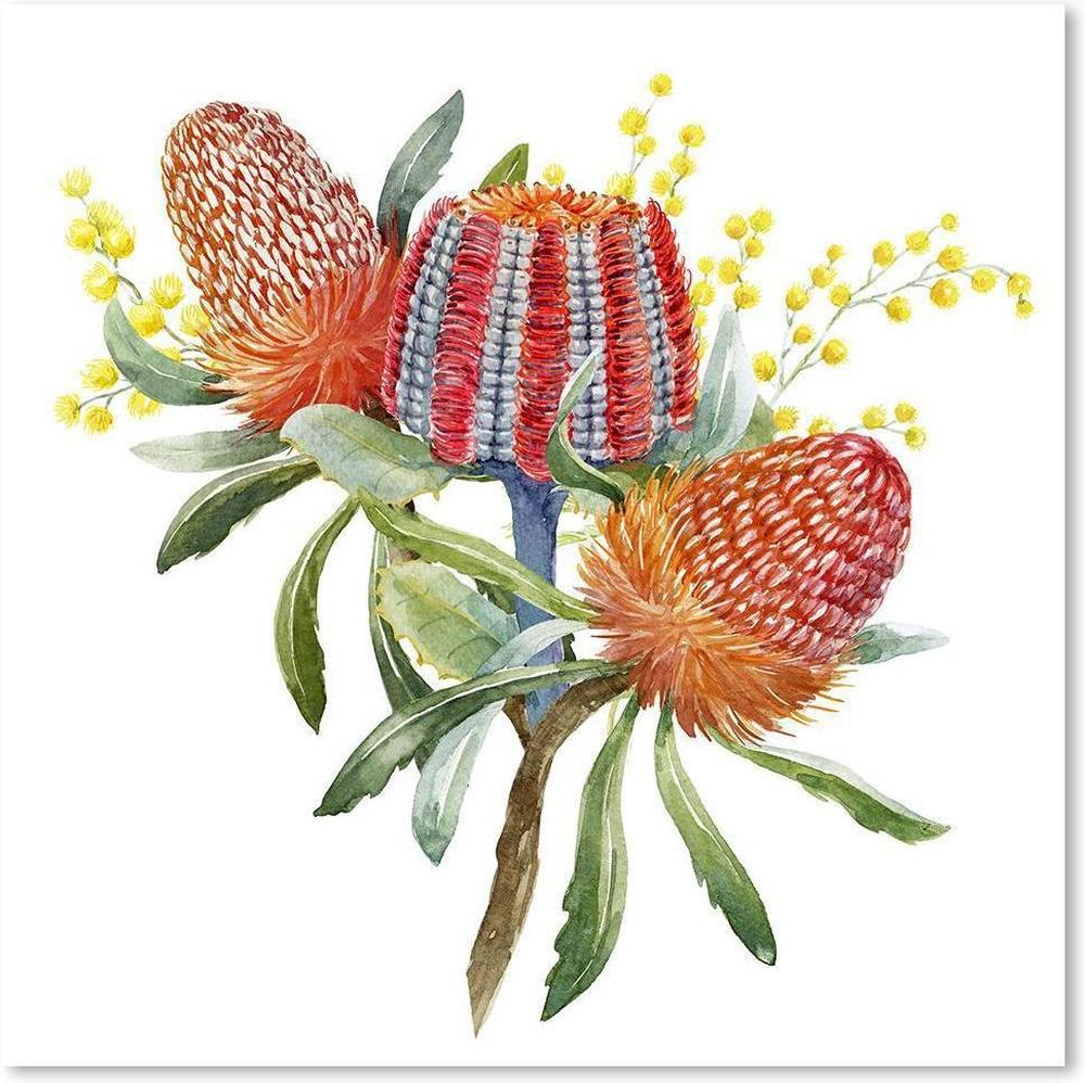 wall-art-print-canvas-poster-framed-Banksia And Wattle Bouquet-by-Gioia Wall Art-Gioia Wall Art