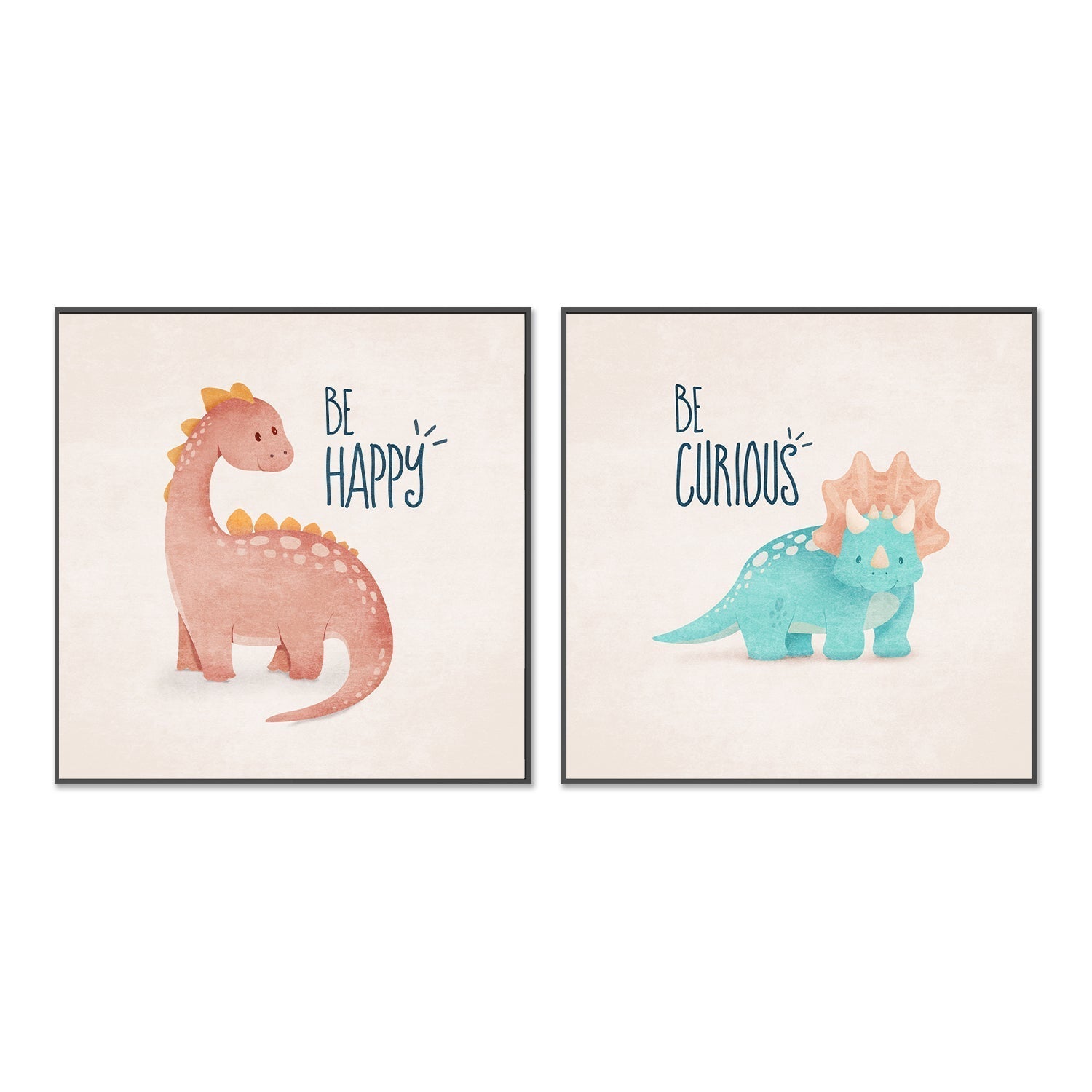 wall-art-print-canvas-poster-framed-Be Happy And Curious, Set Of 2 , By Emel Tunaboylu-GIOIA-WALL-ART