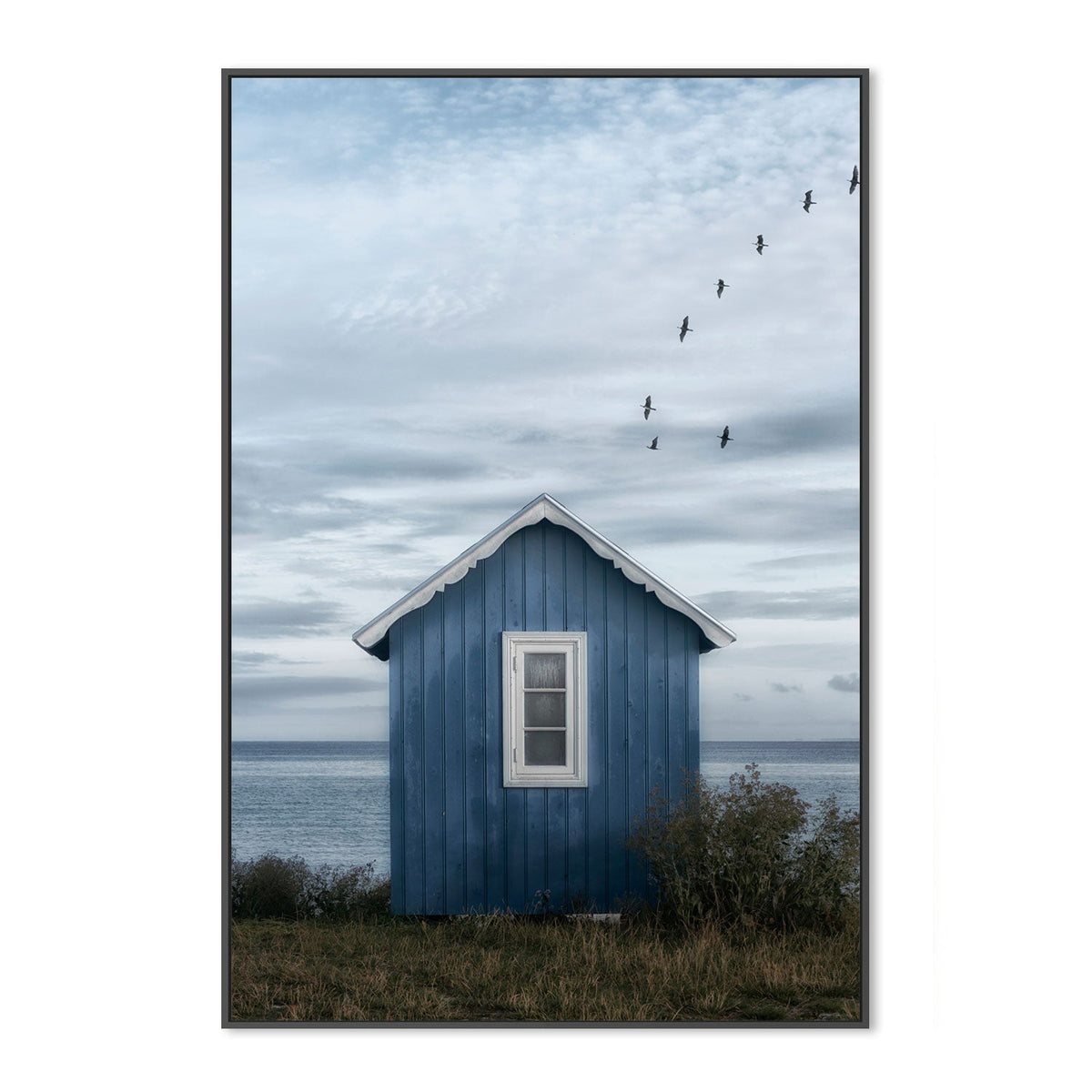 Beach Hut, by Lotte Grinkjar-Gioia-Prints-Framed-Canvas-Poster-GIOIA-WALL-ART