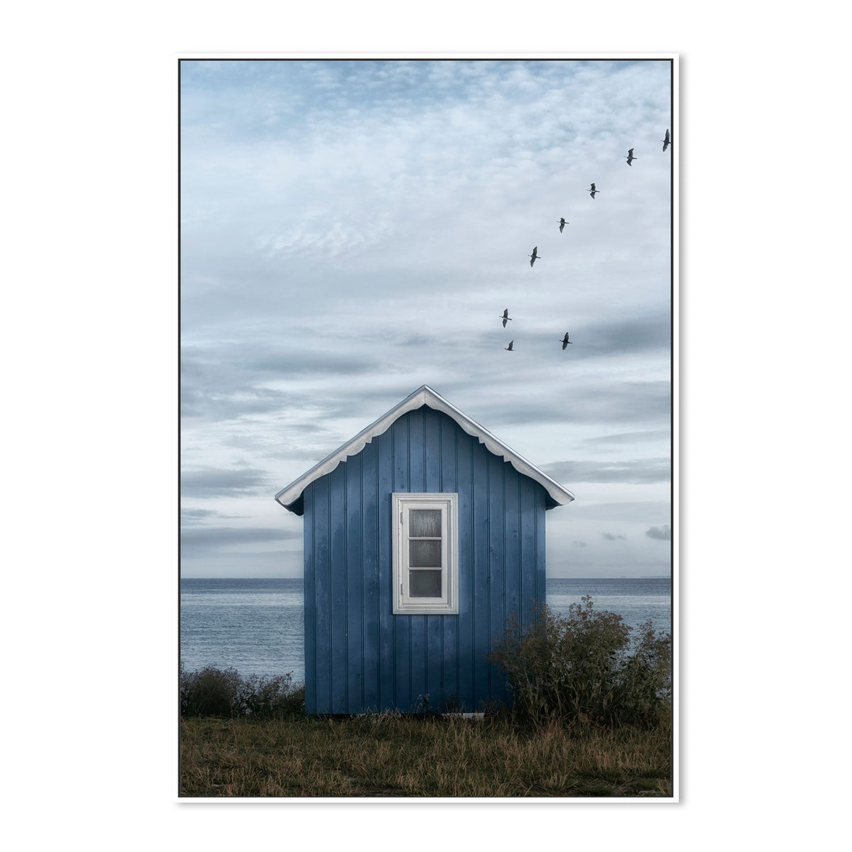 Beach Hut, by Lotte Grinkjar-Gioia-Prints-Framed-Canvas-Poster-GIOIA-WALL-ART