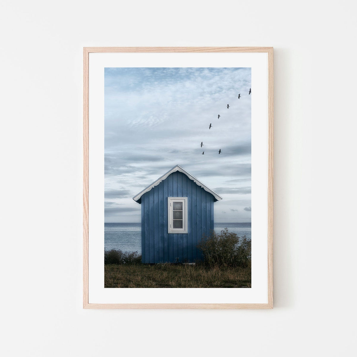 Beach Hut, by Lotte Grinkjar-Gioia-Prints-Framed-Canvas-Poster-GIOIA-WALL-ART