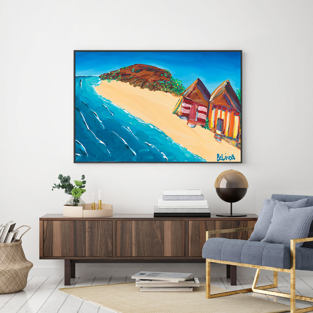 wall-art-print-canvas-poster-framed-Beach Huts , By Belinda Stone-GIOIA-WALL-ART