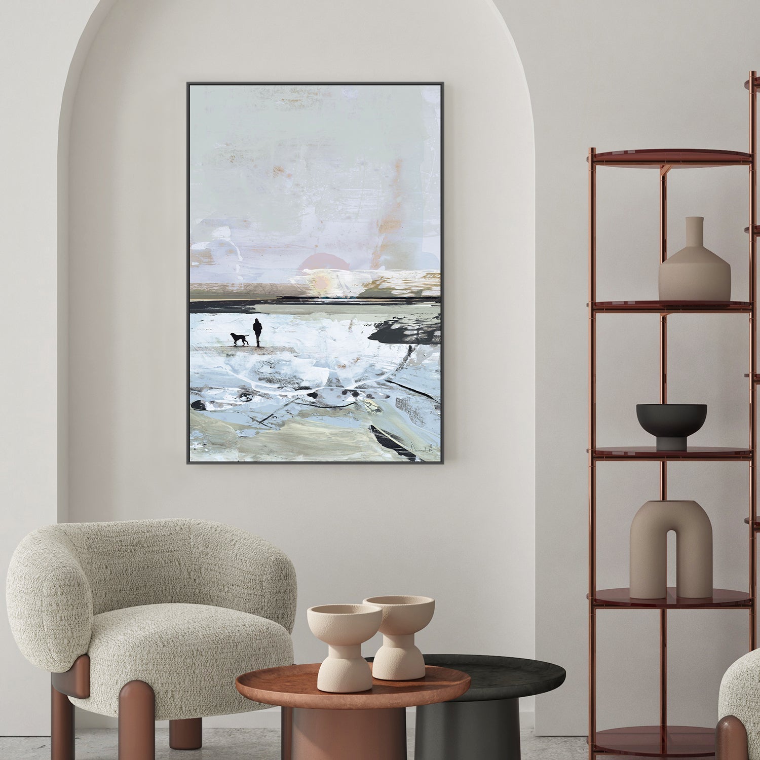wall-art-print-canvas-poster-framed-Beach Walk, Blue Tone-2
