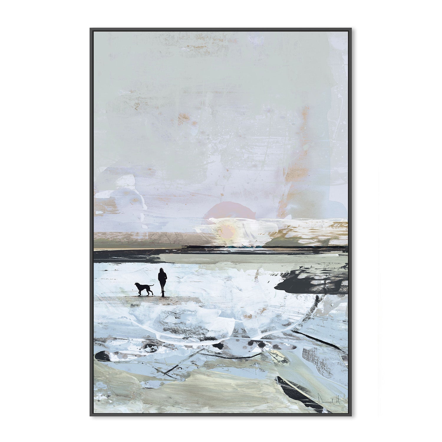 wall-art-print-canvas-poster-framed-Beach Walk, Blue Tone-3