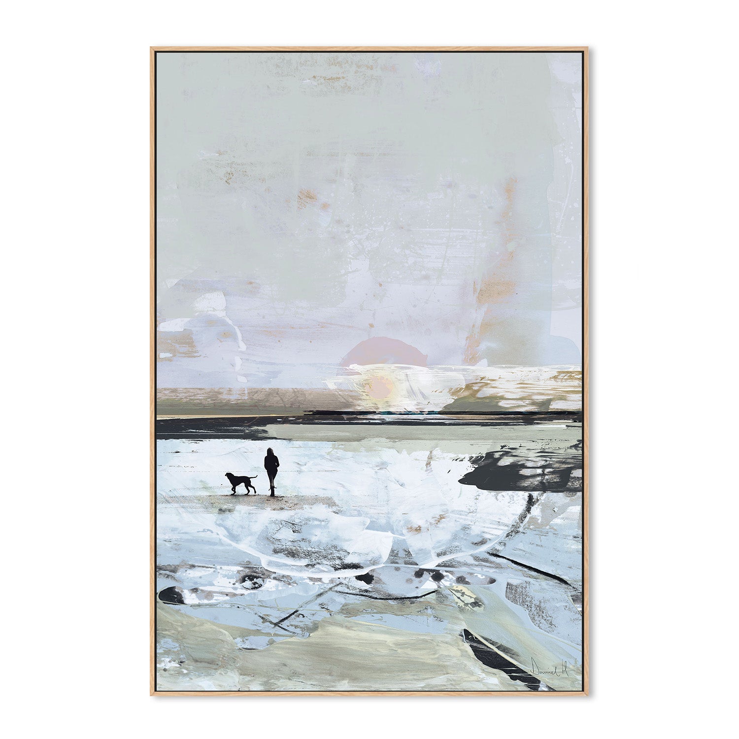 wall-art-print-canvas-poster-framed-Beach Walk, Blue Tone-4