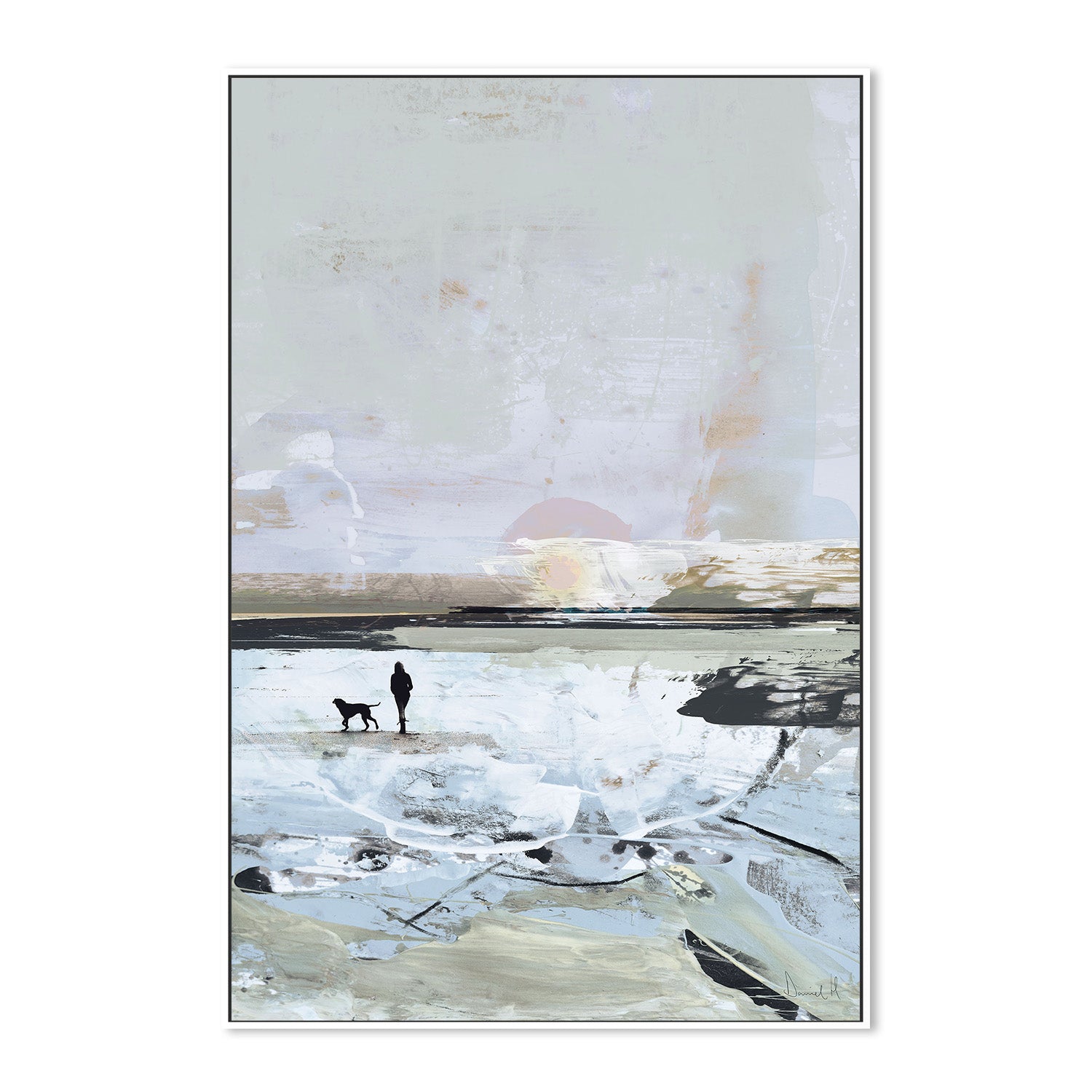 wall-art-print-canvas-poster-framed-Beach Walk, Blue Tone-5