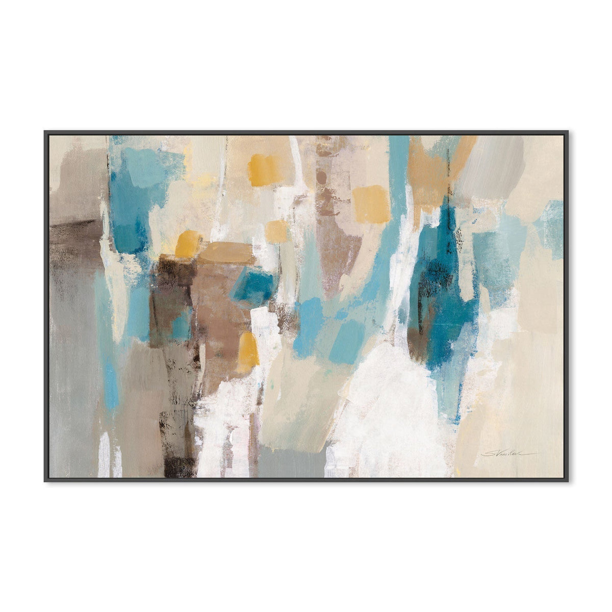 wall-art-print-canvas-poster-framed-Beige And Navy Streaks, Style A , By Silvia Vassileva-GIOIA-WALL-ART