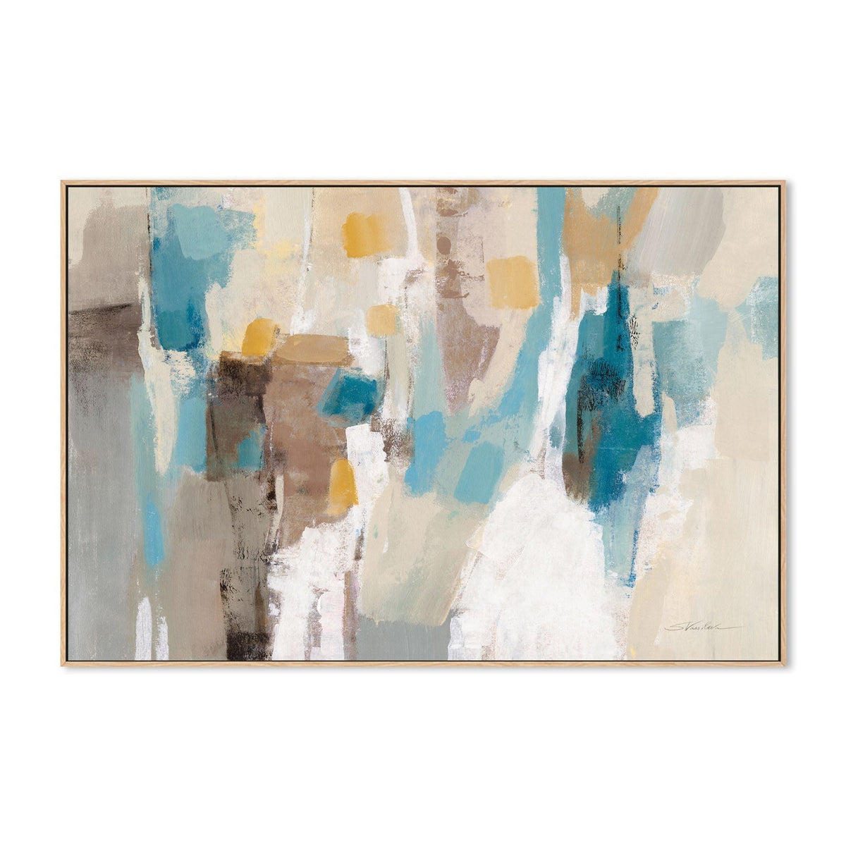 wall-art-print-canvas-poster-framed-Beige And Navy Streaks, Style A , By Silvia Vassileva-GIOIA-WALL-ART