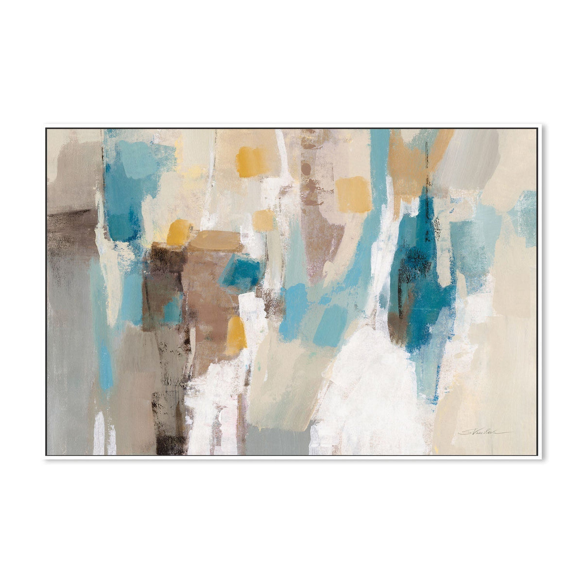 wall-art-print-canvas-poster-framed-Beige And Navy Streaks, Style A , By Silvia Vassileva-GIOIA-WALL-ART