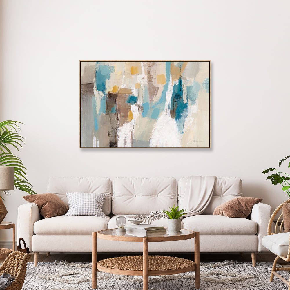 wall-art-print-canvas-poster-framed-Beige And Navy Streaks, Style A , By Silvia Vassileva-GIOIA-WALL-ART