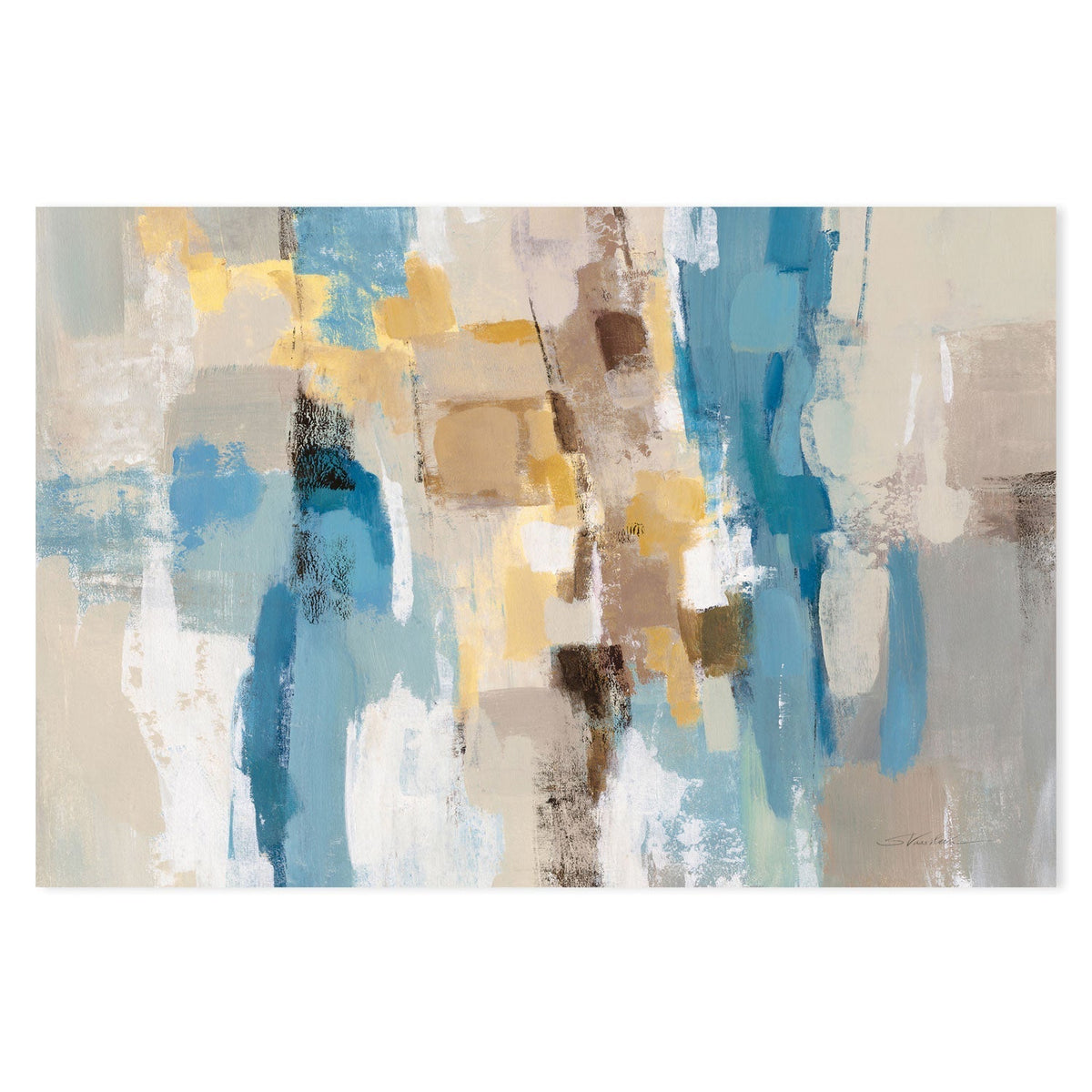 wall-art-print-canvas-poster-framed-Beige And Navy Streaks, Style B , By Silvia Vassileva-GIOIA-WALL-ART