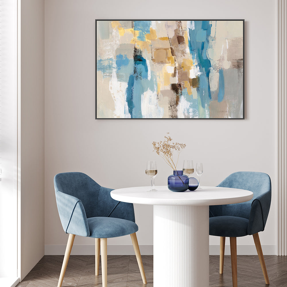 wall-art-print-canvas-poster-framed-Beige And Navy Streaks, Style B , By Silvia Vassileva-GIOIA-WALL-ART