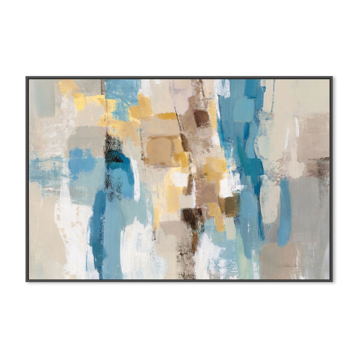 wall-art-print-canvas-poster-framed-Beige And Navy Streaks, Style B , By Silvia Vassileva-GIOIA-WALL-ART