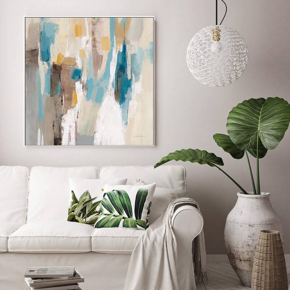 wall-art-print-canvas-poster-framed-Beige And Navy Streaks, Style C , By Silvia Vassileva-GIOIA-WALL-ART