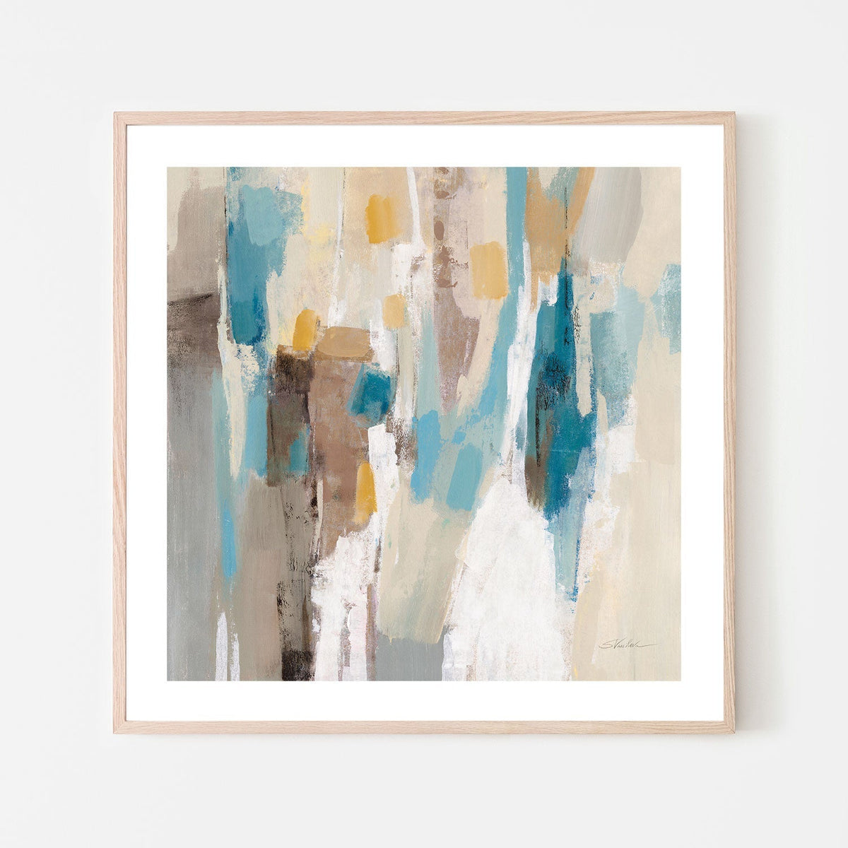 wall-art-print-canvas-poster-framed-Beige And Navy Streaks, Style C , By Silvia Vassileva-GIOIA-WALL-ART